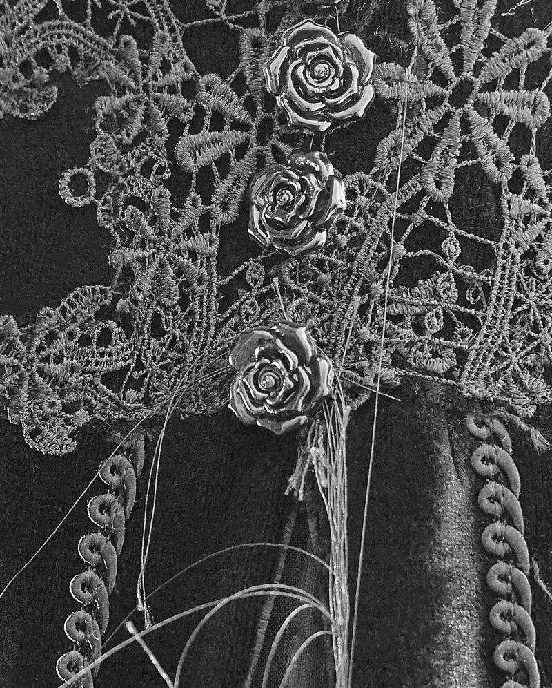 Vintage Sexy Off Shoulder Velvet Long Dress / Gothic Black Dress with Lace On Bodice & Lace-up Back - image 7