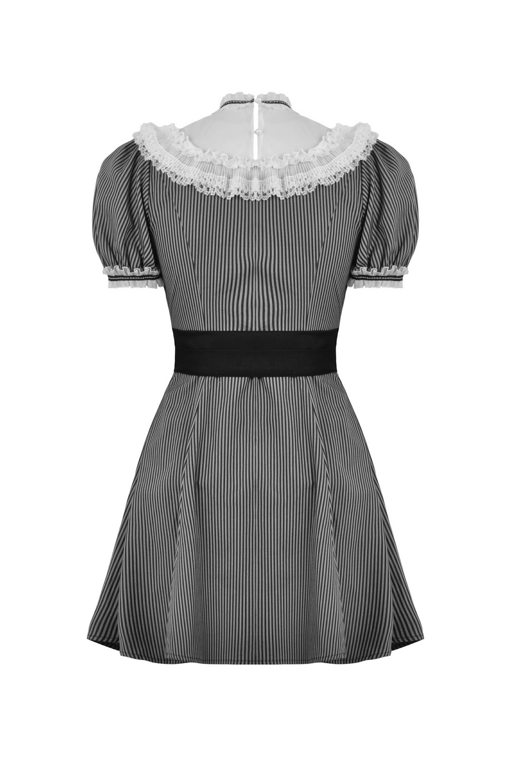 Vintage Striped Dress with Lace and Bow Detail - image 5
