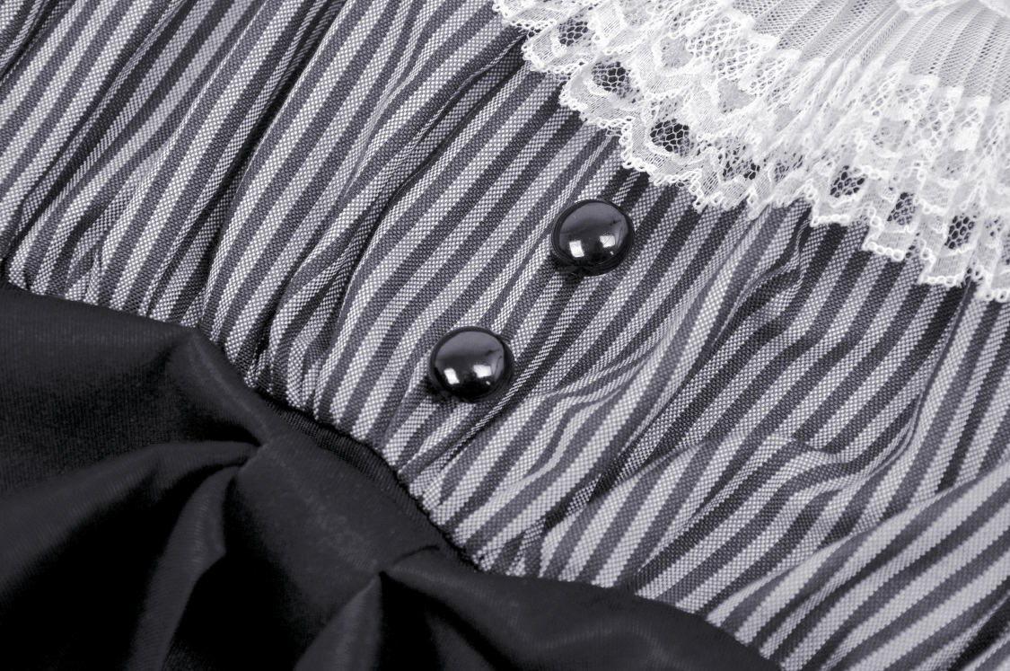 Vintage Striped Dress with Lace and Bow Detail - image 7