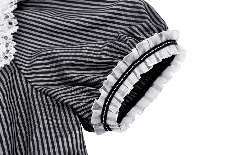Vintage Striped Dress with Lace and Bow Detail - image 11