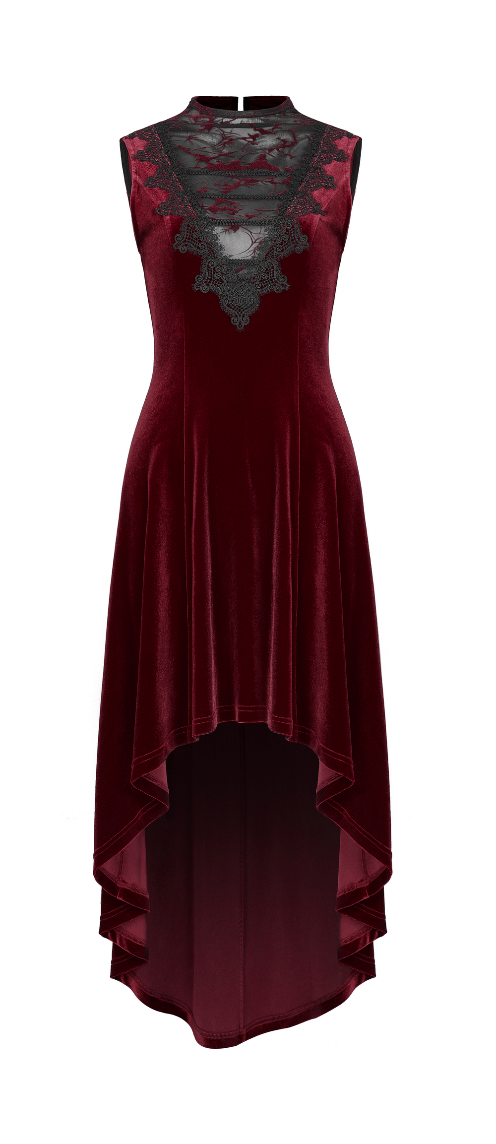 Vintage Style Red Velvet Dress With Lace Detail - image 4
