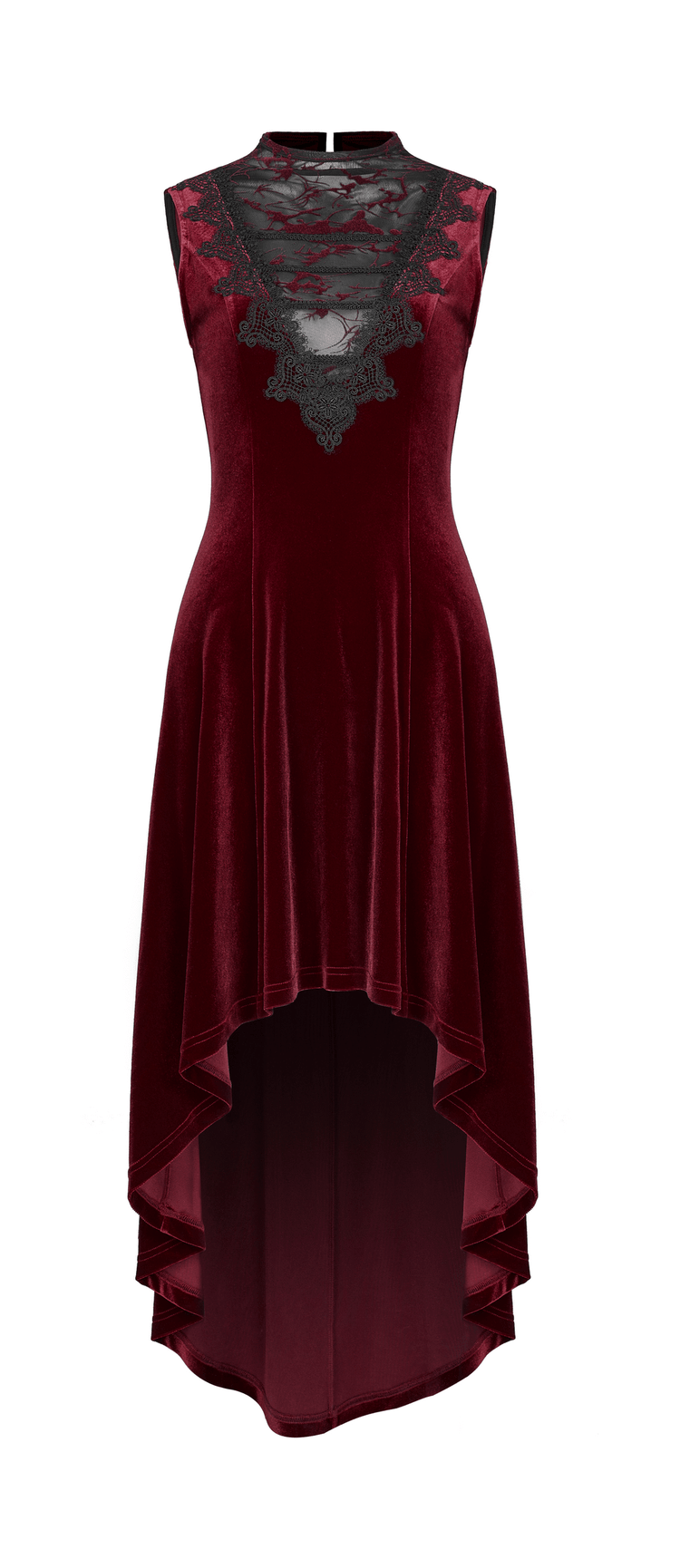 Vintage Style Red Velvet Dress With Lace Detail - image 4