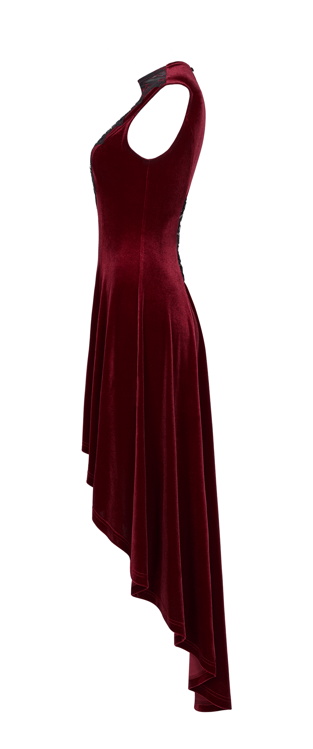 Vintage Style Red Velvet Dress With Lace Detail - image 5