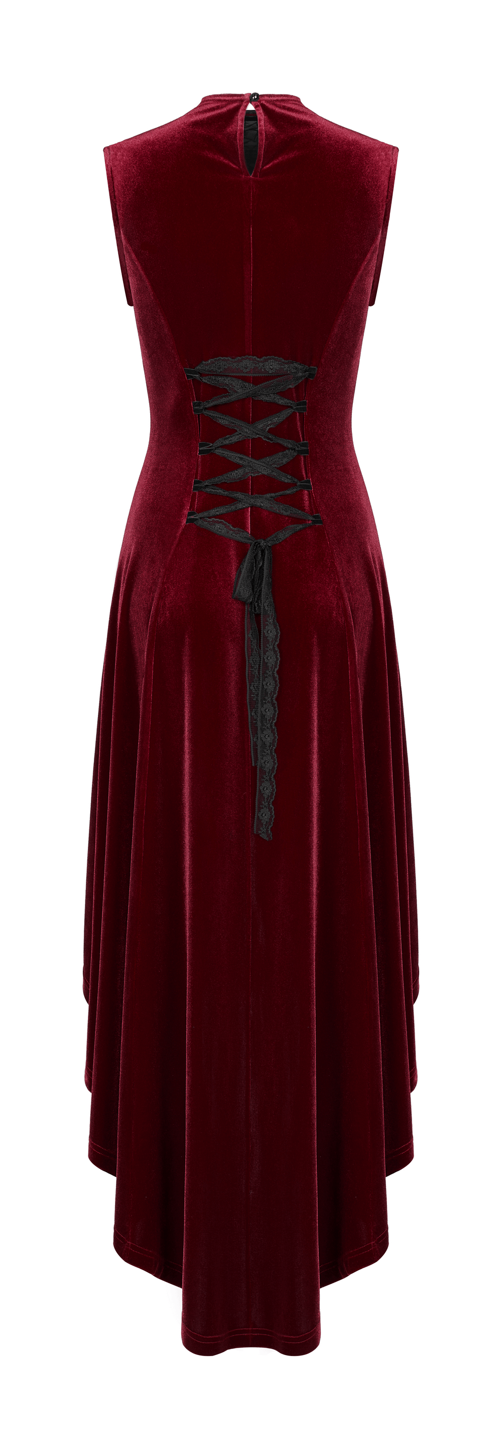 Vintage Style Red Velvet Dress With Lace Detail - image 6