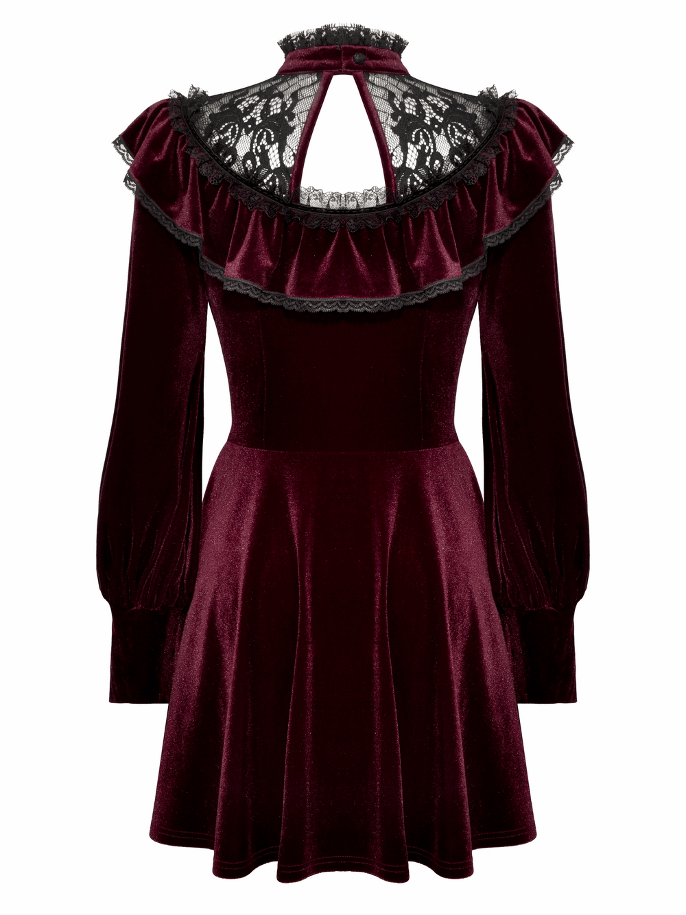 Vintage Velvet Dress with Black Lace Trim and Ruffles - image 5