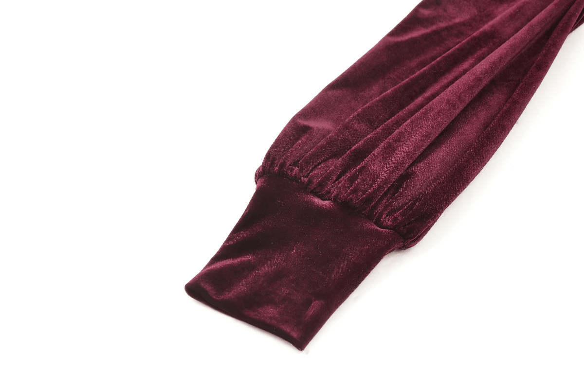 Vintage Velvet Dress with Black Lace Trim and Ruffles - image 10