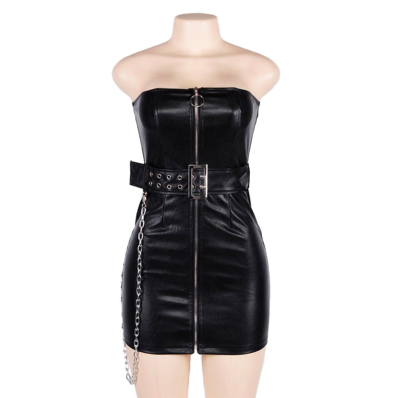 What to Wear to a Concert / Zipper Corset Dress with Sash and Chain in Gothic Style - image 3