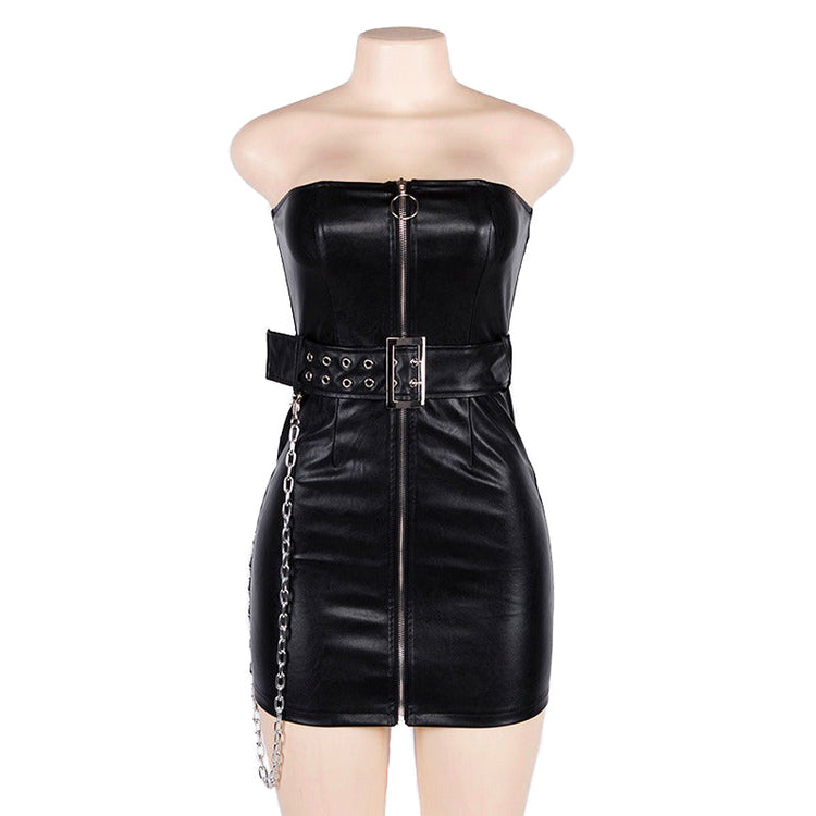 What to Wear to a Concert / Zipper Corset Dress with Sash and Chain in Gothic Style - image 3
