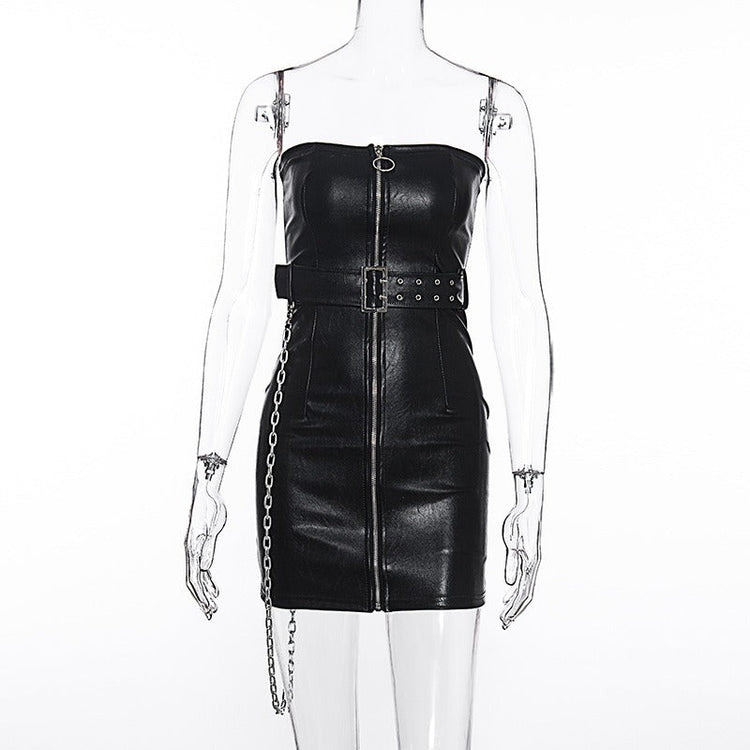 What to Wear to a Concert / Zipper Corset Dress with Sash and Chain in Gothic Style - image 5