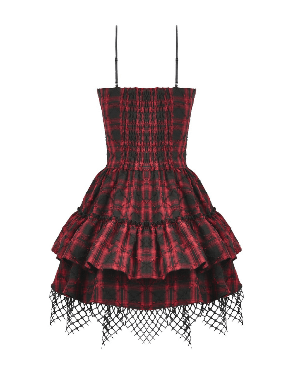 Wine Red Gothic Tartan Corset Mini Dress with Buckles - image 5