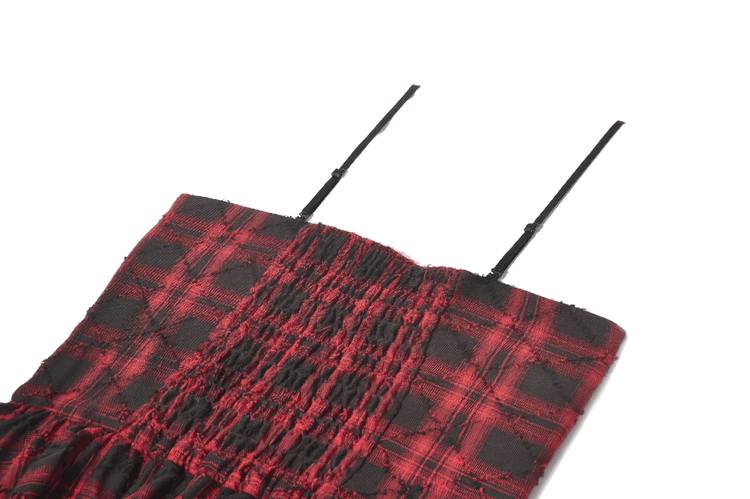 Wine Red Gothic Tartan Corset Mini Dress with Buckles - image 10