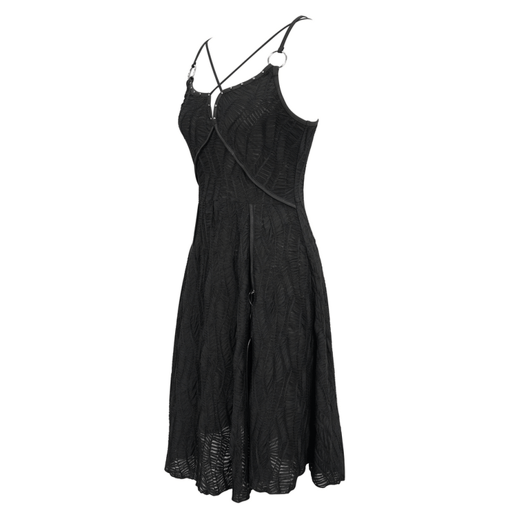 Women's Sexy Slit Hem Short Dress / Gothic Punk Cross Strap Black Dresses - image 4