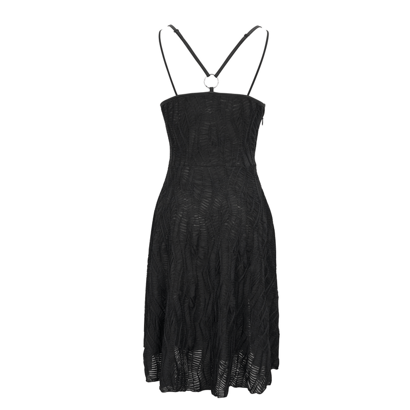 Women's Sexy Slit Hem Short Dress / Gothic Punk Cross Strap Black Dresses - image 5