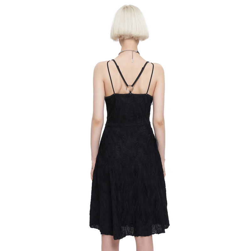 Women's Sexy Slit Hem Short Dress / Gothic Punk Cross Strap Black Dresses - image 2