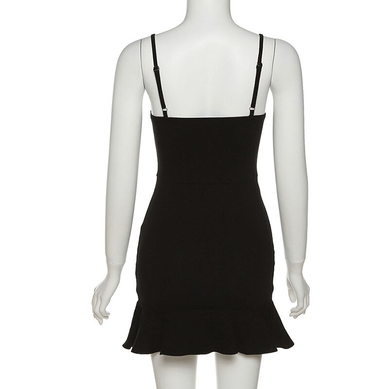 Women's Strap A-Line Short Dress / Black Sexy Bodycon Dress / Glamorous Female Clothing - image 5