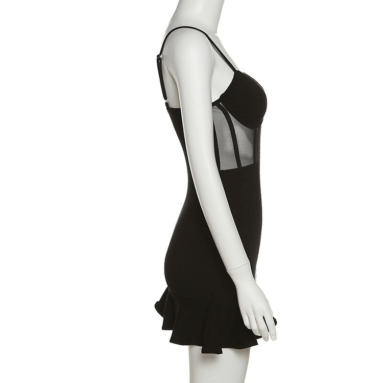 Women's Strap A-Line Short Dress / Black Sexy Bodycon Dress / Glamorous Female Clothing - image 4