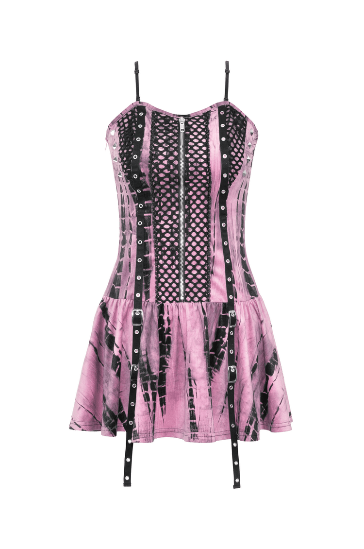 Women's Black Lace Corset Dress with Pink Tie Dye - image 4
