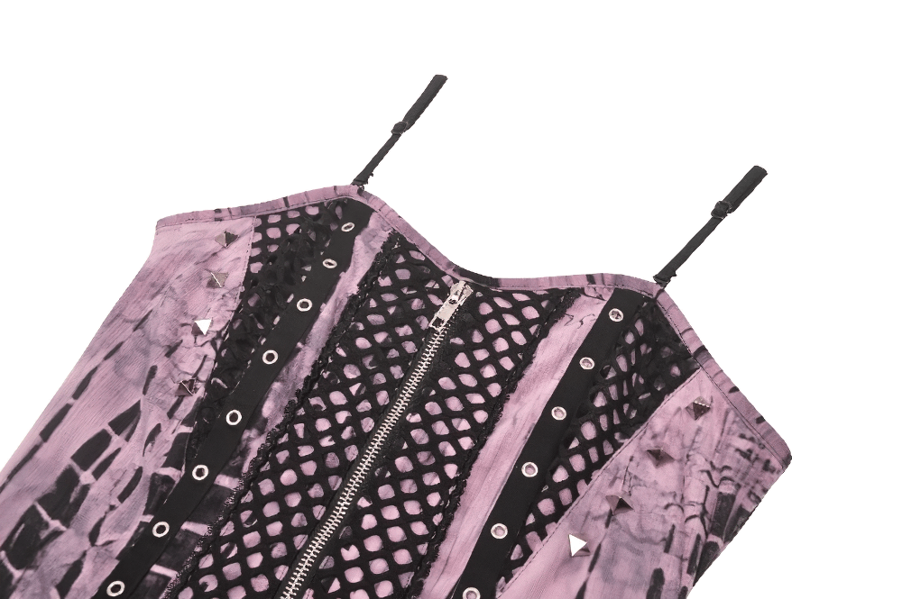 Women's Black Lace Corset Dress with Pink Tie Dye - image 6