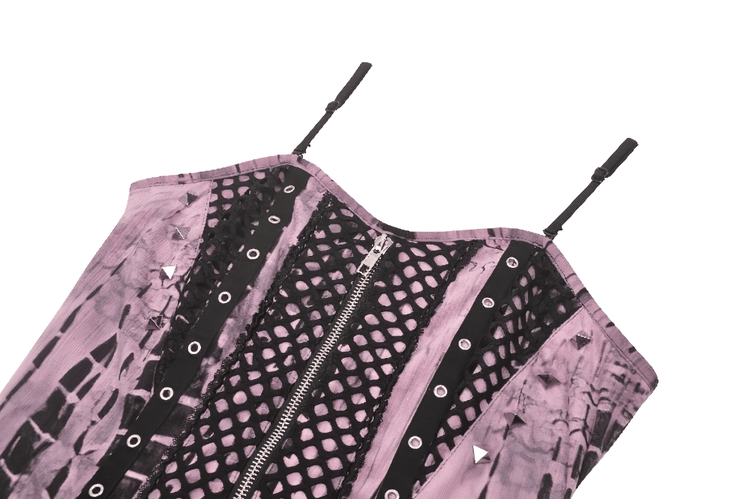 Women's Black Lace Corset Dress with Pink Tie Dye - image 6