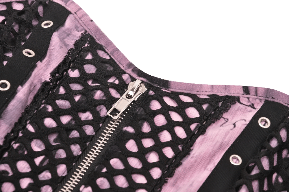 Women's Black Lace Corset Dress with Pink Tie Dye - image 7