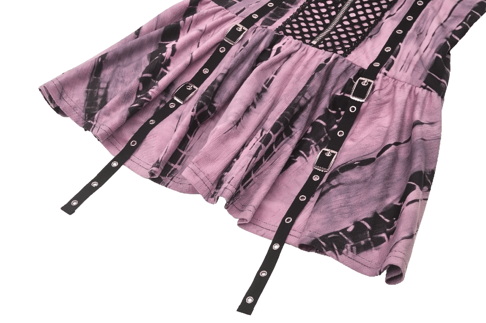 Women's Black Lace Corset Dress with Pink Tie Dye - image 9
