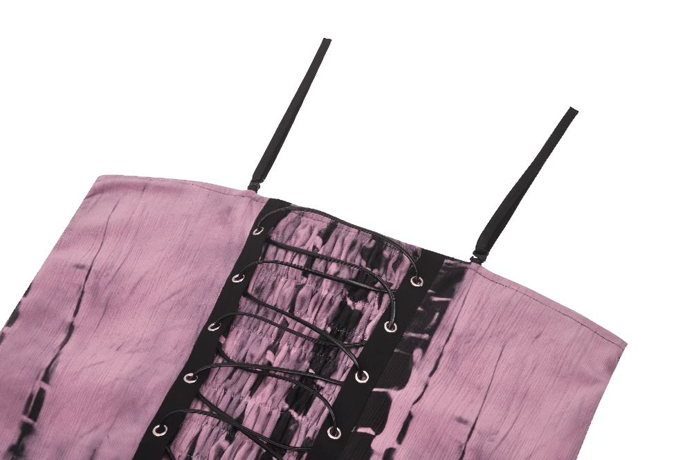Women's Black Lace Corset Dress with Pink Tie Dye - image 10