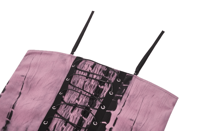 Women's Black Lace Corset Dress with Pink Tie Dye - image 10