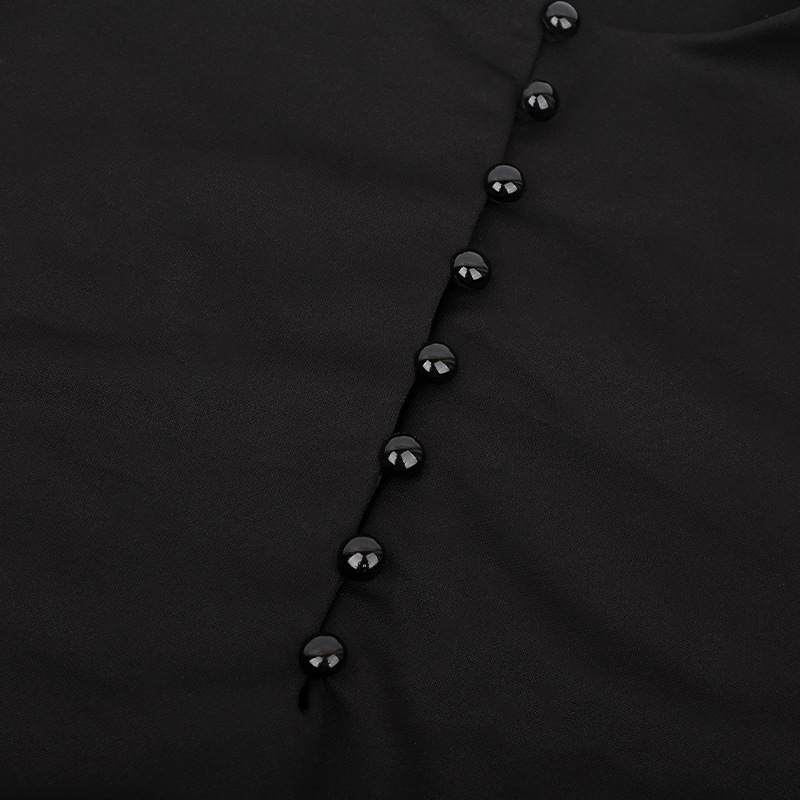 Women's Black Pleated Dress in Gothic Style / Lolita Style Long Sleeve Buttons Dress - image 10