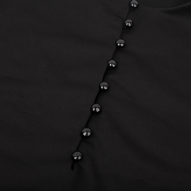 Women's Black Pleated Dress in Gothic Style / Lolita Style Long Sleeve Buttons Dress - image 10