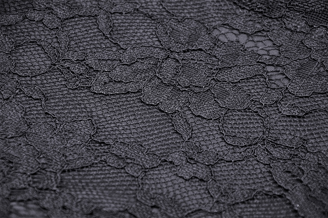 Women's Black Velvet Gothic High-Low Lace Hem Dress - image 12