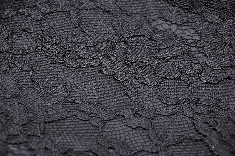 Women's Black Velvet Gothic High-Low Lace Hem Dress - image 12