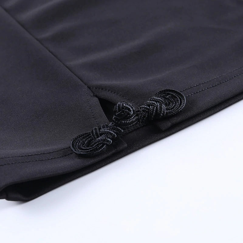 Women's Bodycon Mini Dress In Gothic Style / Black Sexy Dress With Dragon Print - image 9