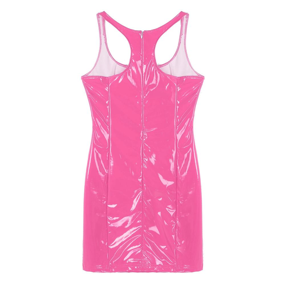 Women's Fashion Mini Dress / Black Sleeveless Dress / Sexy Dress on Zipper - image 18