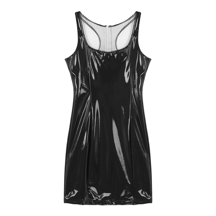 Women's Fashion Mini Dress / Black Sleeveless Dress / Sexy Dress on Zipper - image 14
