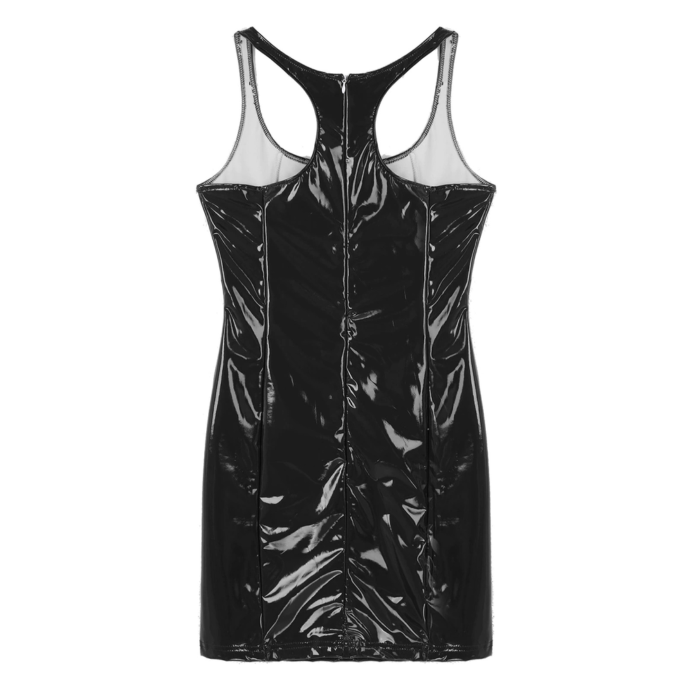 Women's Fashion Mini Dress / Black Sleeveless Dress / Sexy Dress on Zipper - image 17