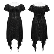 Women's Floral Black Velvet Gothic Asymmetrical Dress - image 3