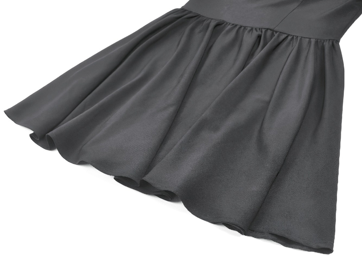 Women's Gothic Cold Shoulder Mini Dress with Lace Sleeves black skirt with flared ruffles and lace details