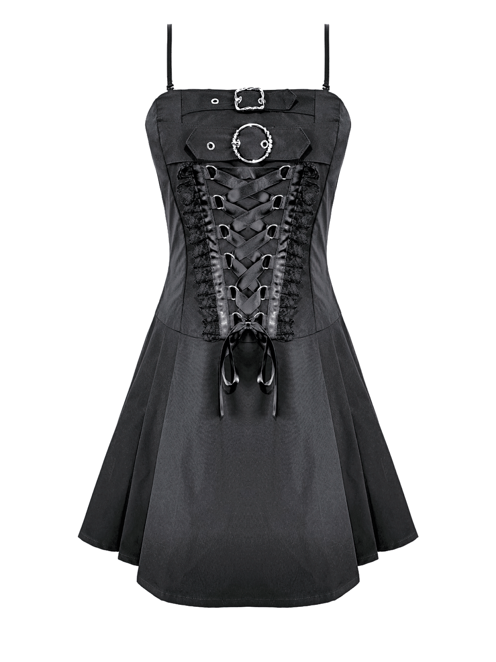 Women's Gothic Corset Mini Dress with Buckle Detail - image 4