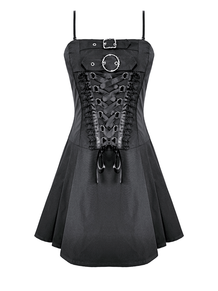 Women's Gothic Corset Mini Dress with Buckle Detail - image 4