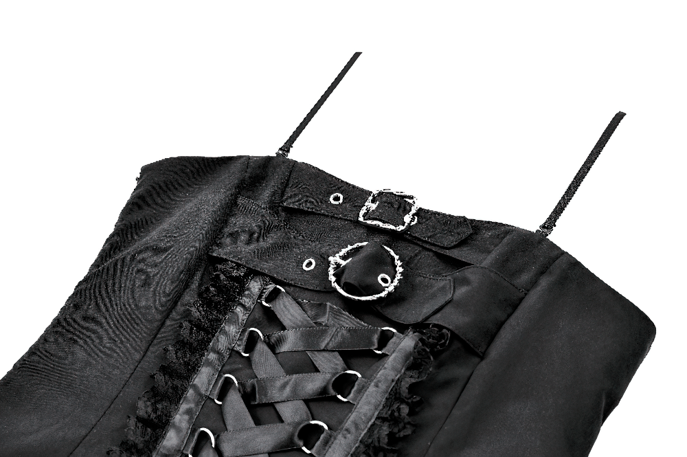 Women's Gothic Corset Mini Dress with Buckle Detail - image 7