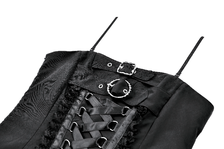 Women's Gothic Corset Mini Dress with Buckle Detail - image 7