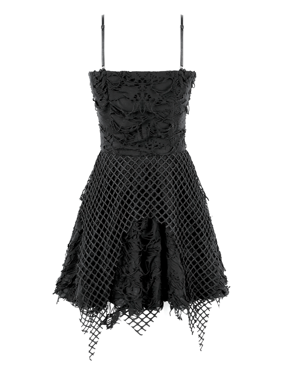 Women's Gothic Distressed Mesh Chain Mini Dress - image 5
