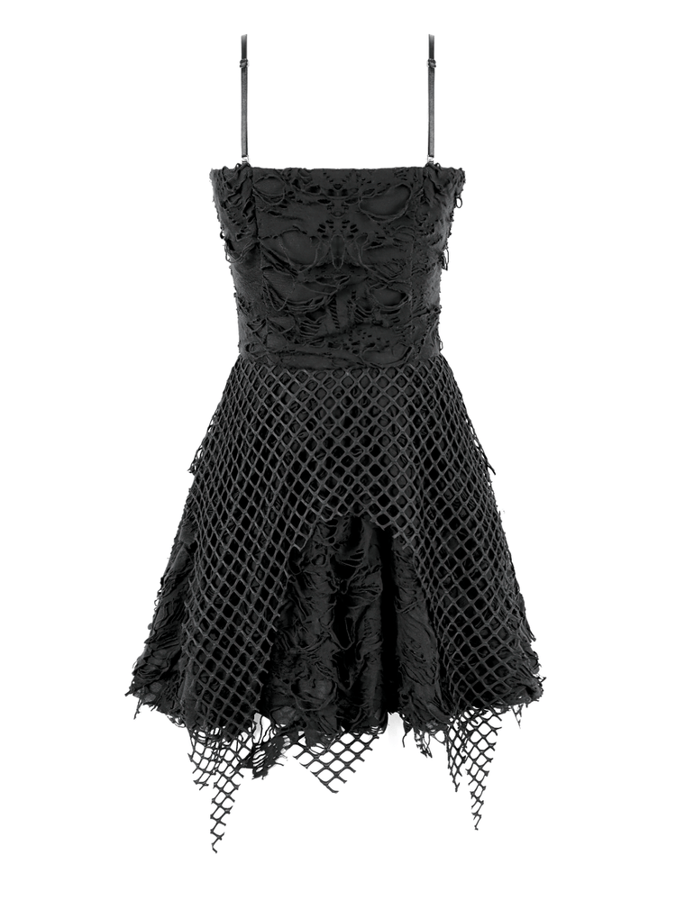 Women's Gothic Distressed Mesh Chain Mini Dress - image 5