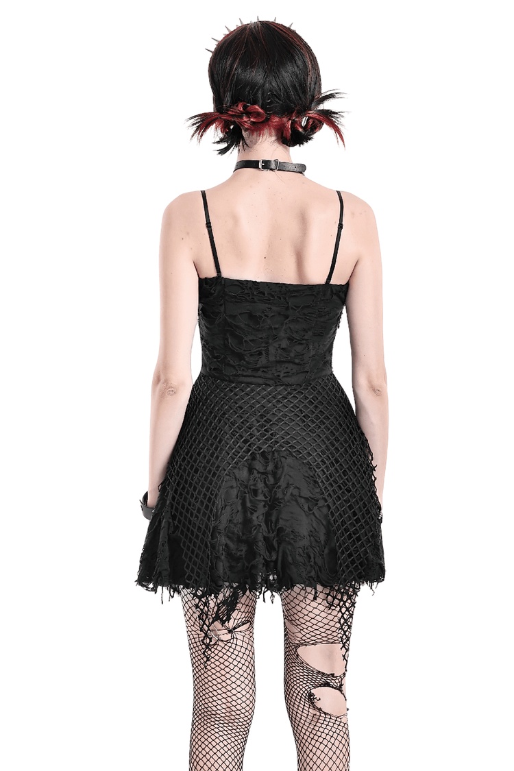 Women's Gothic Distressed Mesh Chain Mini Dress - image 2