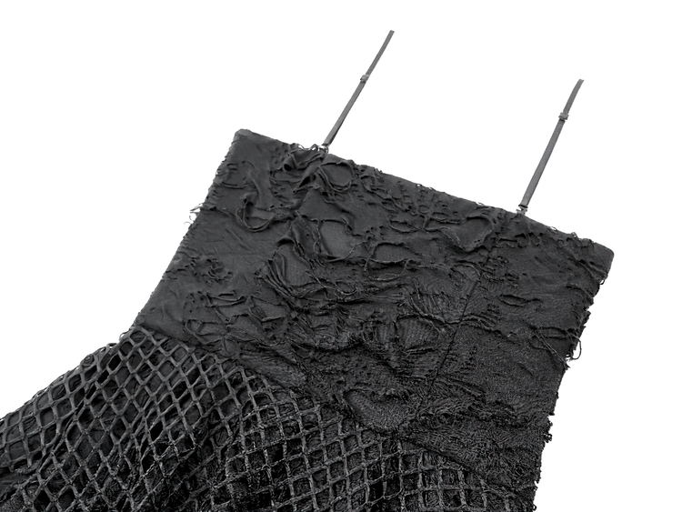 Women's Gothic Distressed Mesh Chain Mini Dress - image 8