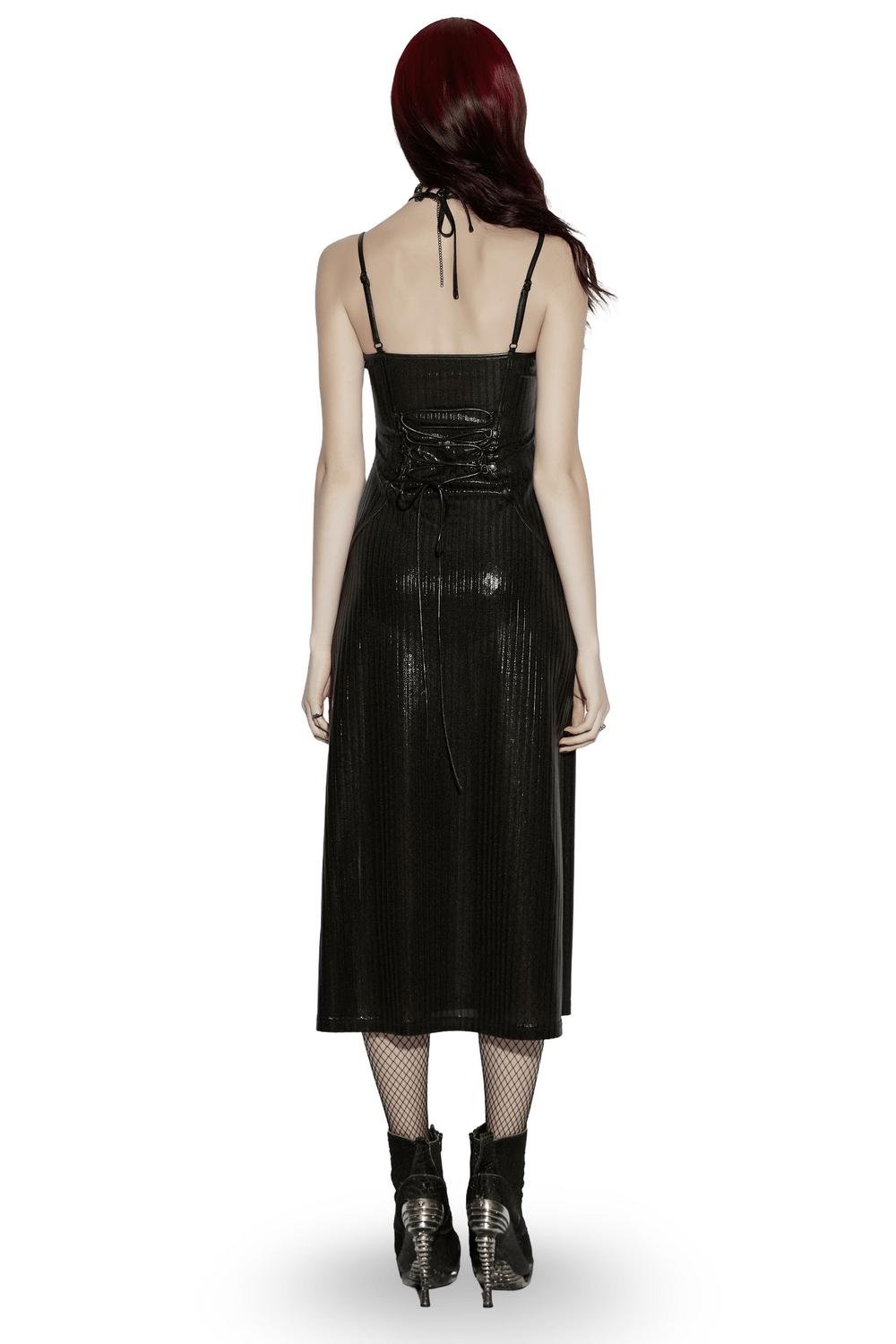 Women's Gothic Halter Striped Maxi Slip Dress - image 2
