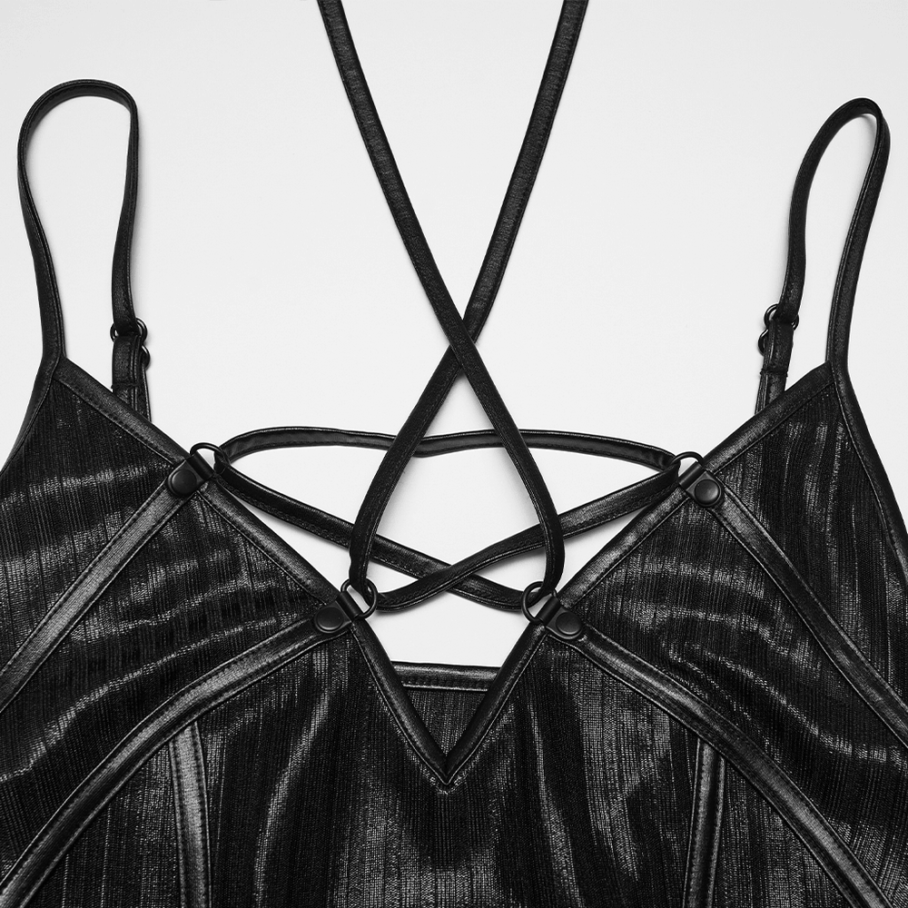 Women's Gothic Halter Striped Maxi Slip Dress - image 7
