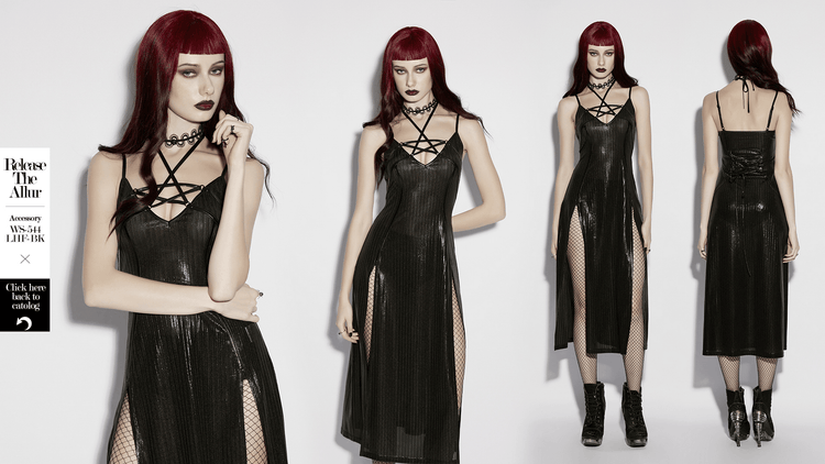 Women's Gothic Halter Striped Maxi Slip Dress - image 14