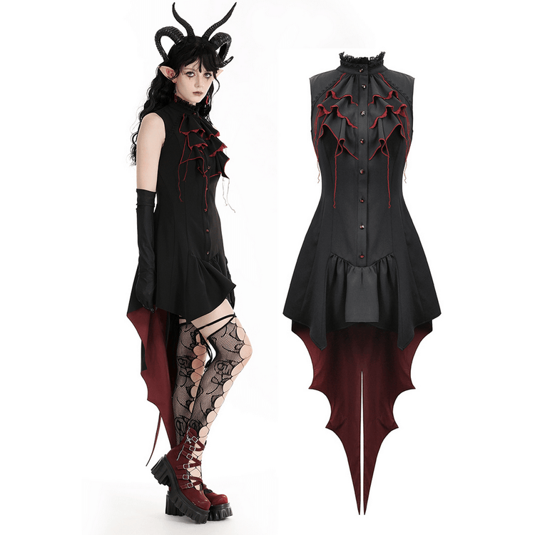 Women's Gothic High-Low Tail Dress with Ruffles - image 3