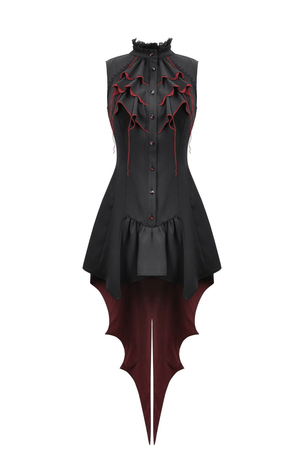 Women's Gothic High-Low Tail Dress with Ruffles - image 4
